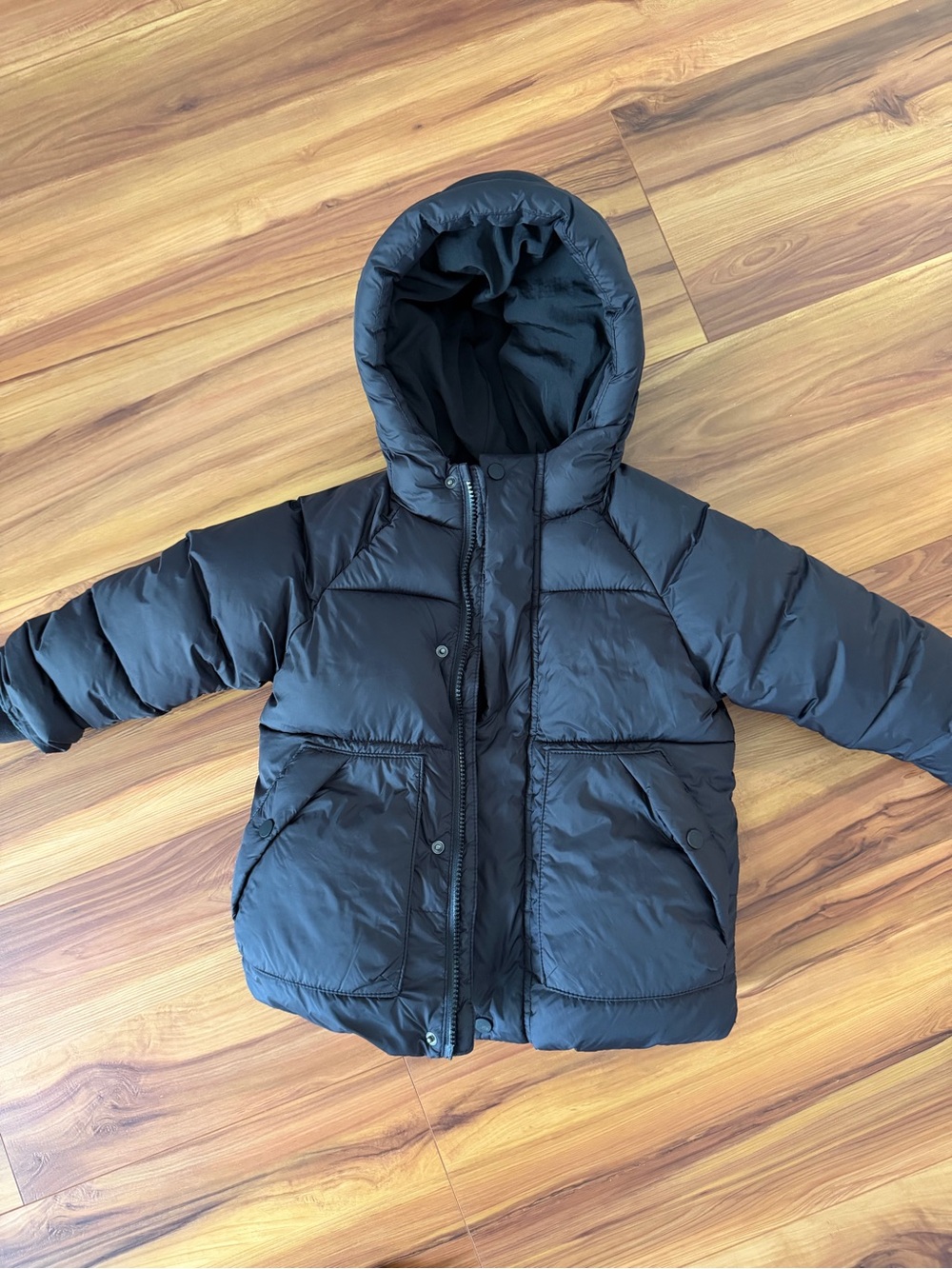 Zara Kids Black Hooded Puffer Coat